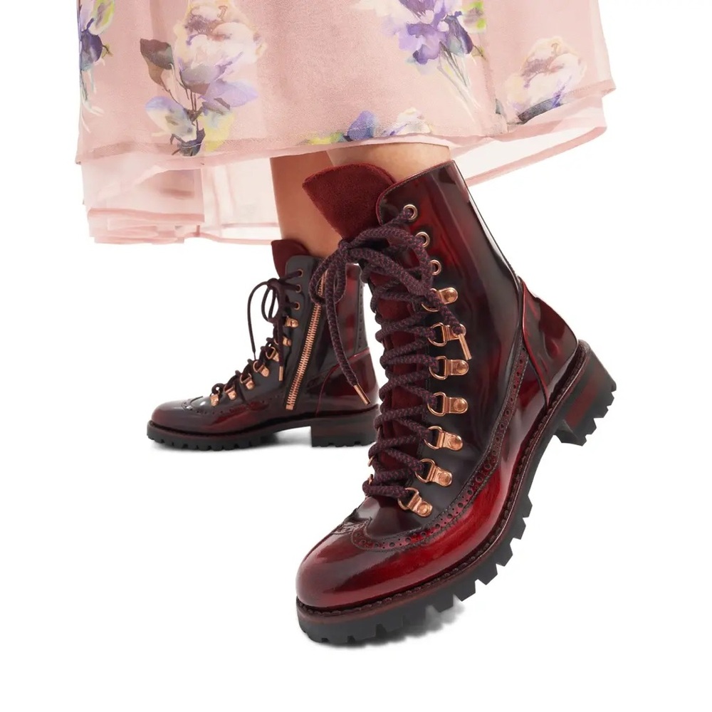 NIB Angela Scott Mr. Bernard Bordeaux Boots 37.5 - Picture 6 of 9